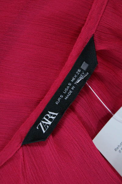 Zara Womens Basic Pink Sleeveless V Neck Polyester Blouse Size S