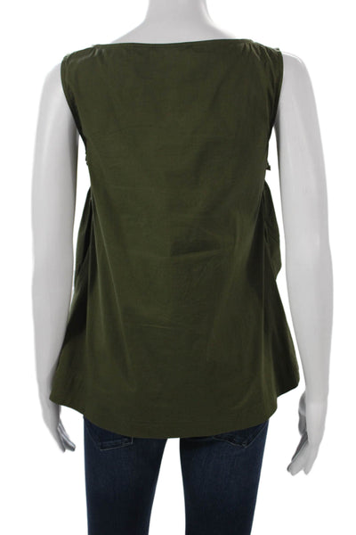 Patrizia Luca Women Sleeveless Cotton Blend Blouse Green Size XS