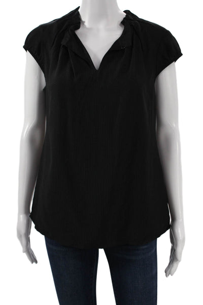 COMMA Womens Basic V Neck Sleeveless Black Viscose Blouse Size 36