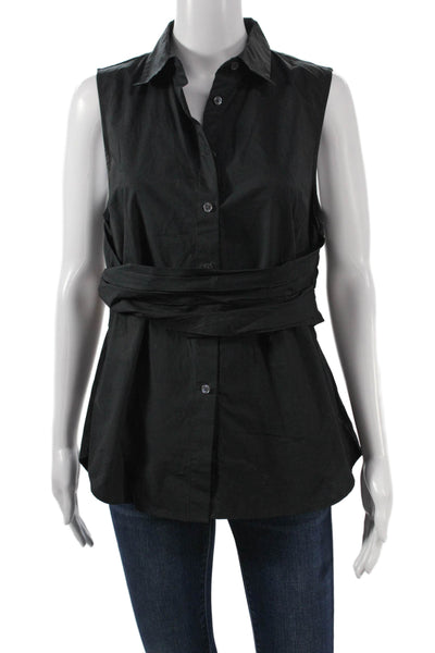 Derek Lam 10 Crosby Womens Black Collared Sleeveless Tunic Button Up Size 8