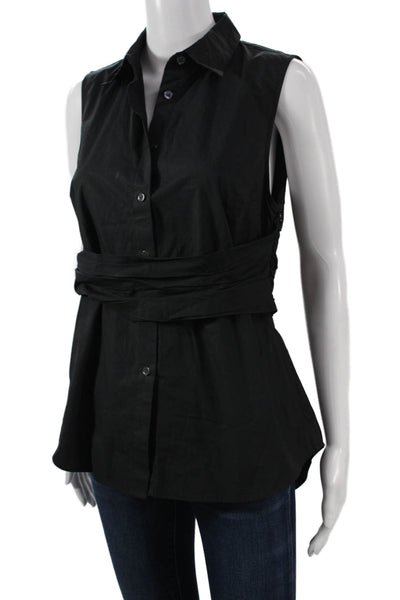 Derek Lam 10 Crosby Womens Black Collared Sleeveless Tunic Button Up Size 8