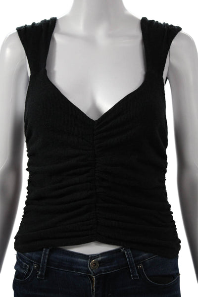 Are You Am I Women Black Recycled Cotton V-Neck Tank Size XL