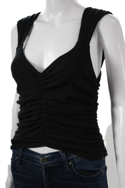 Are You Am I Women Black Recycled Cotton V-Neck Tank Size XL