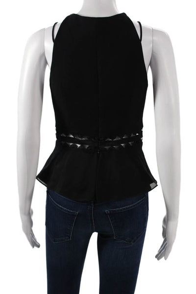 Jonathan Simkhai Women Black Halter Lace Up Blouse Sleeveless Acetate Size 2