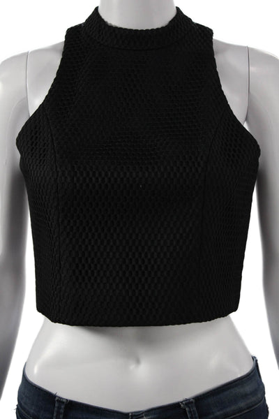 Finders Keepers Womens Cropped High Neck Tank Black Polyester Size XS