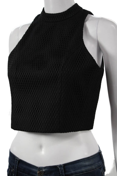 Finders Keepers Womens Cropped High Neck Tank Black Polyester Size XS