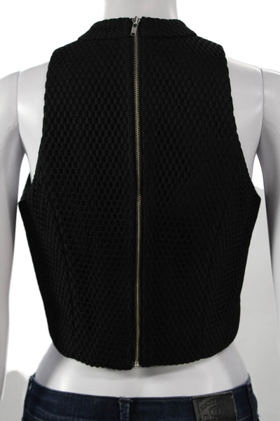 Finders Keepers Womens Cropped High Neck Tank Black Polyester Size XS