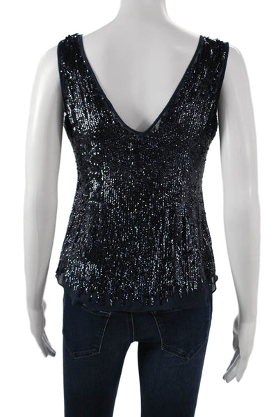 Basix Black Label Women Basic Silk Black Tank V-Neck Sleeveless Zip Size 4