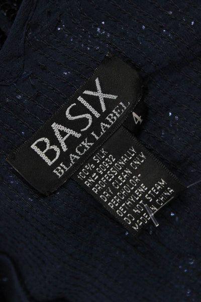 Basix Black Label Women Basic Silk Black Tank V-Neck Sleeveless Zip Size 4