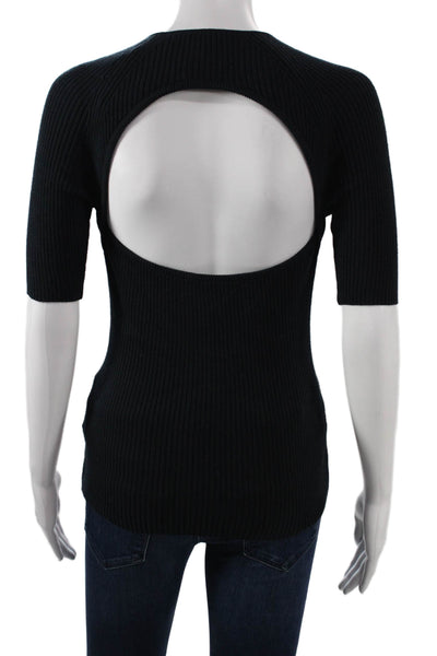 ANR+ Womens Organic Cotton Black Basic T-Shirt 3/4 Sleeve Round Neck Size S