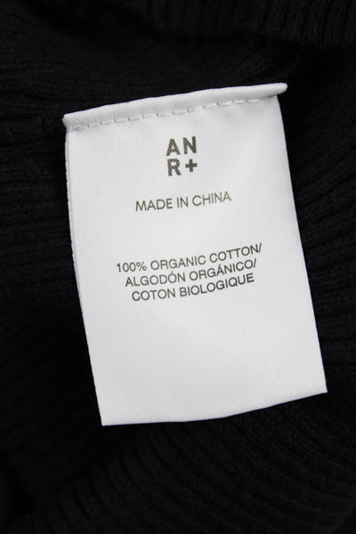 ANR+ Womens Organic Cotton Black Basic T-Shirt 3/4 Sleeve Round Neck Size S