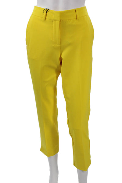 Marella Womens Cropped Pants Yellow Polyester Zip Inseam 26 Size 6