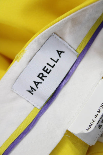Marella Womens Cropped Pants Yellow Polyester Zip Inseam 26 Size 6