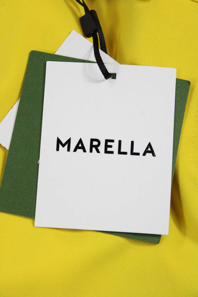 Marella Womens Cropped Pants Yellow Polyester Zip Inseam 26 Size 6