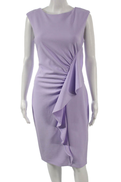 Calvin Klein Womens Sheath Dress Purple Boat Neck Knee Length Polyester Size 4