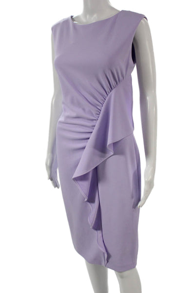 Calvin Klein Womens Sheath Dress Purple Boat Neck Knee Length Polyester Size 4