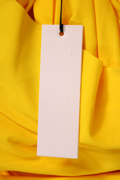 Greta Constantine Womens Wrap Dress Yellow Long Sleeve Knee Size S