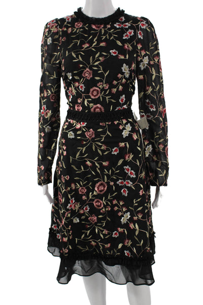 Chelsea 28 Women A-Line Black Knee-Length High Neck Long Sleeve Dress Size S