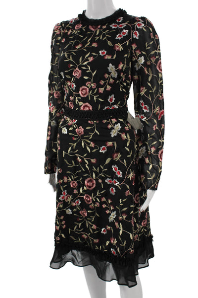 Chelsea 28 Women A-Line Black Knee-Length High Neck Long Sleeve Dress Size S