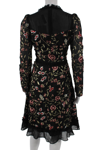 Chelsea 28 Women A-Line Black Knee-Length High Neck Long Sleeve Dress Size S