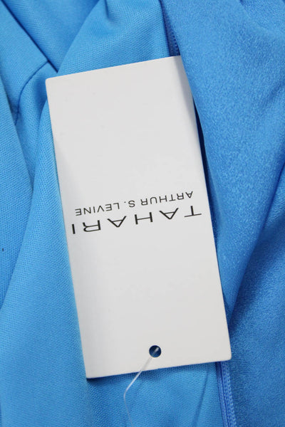 Tahari Levine Women Blue Mini Dress Long Sleeve High Neck Zip Polyester Size 10