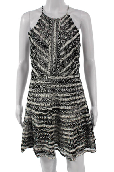 Parker Women Fit & Flare Black Silk Halter Mini Dress Size M