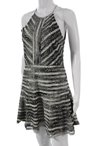 Parker Women Fit & Flare Black Silk Halter Mini Dress Size M