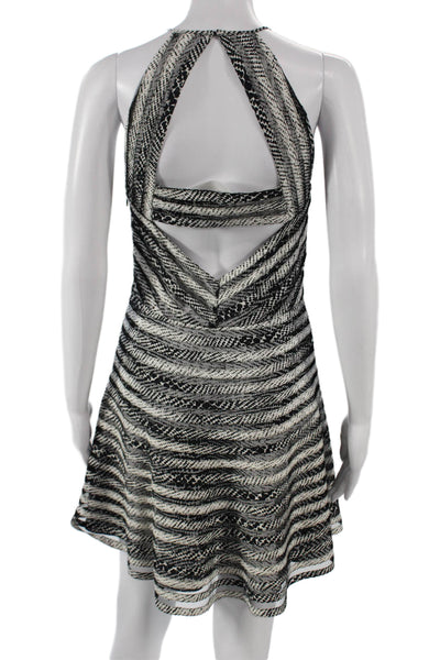 Parker Women Fit & Flare Black Silk Halter Mini Dress Size M