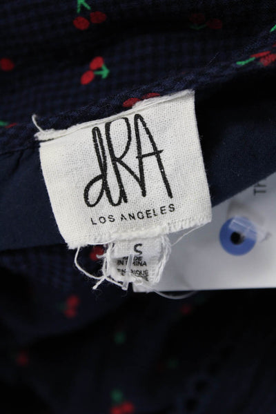 dRA Los Angeles Women Trapeze Swing Dress Blue Rayon V-Neck Short Sleeve Size S