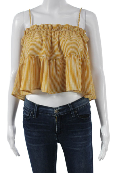Jens Pirate Booty Women Camisole Yellow Striped Spaghetti Strap Size M