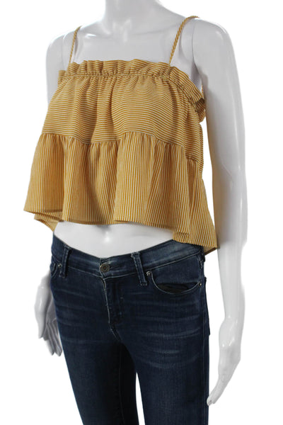 Jens Pirate Booty Women Camisole Yellow Striped Spaghetti Strap Size M
