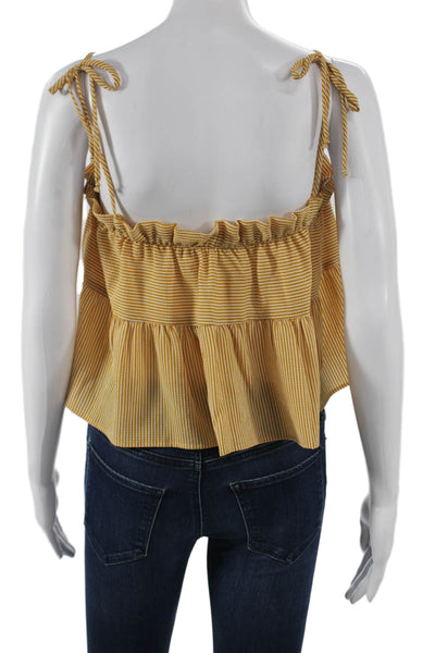 Jens Pirate Booty Women Camisole Yellow Striped Spaghetti Strap Size M