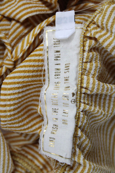 Jens Pirate Booty Women Camisole Yellow Striped Spaghetti Strap Size M