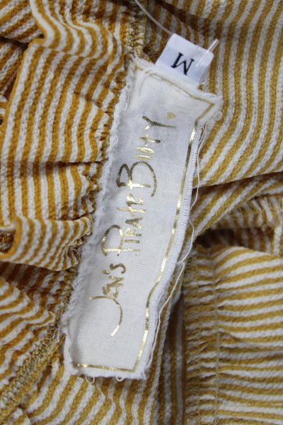 Jens Pirate Booty Women Camisole Yellow Striped Spaghetti Strap Size M