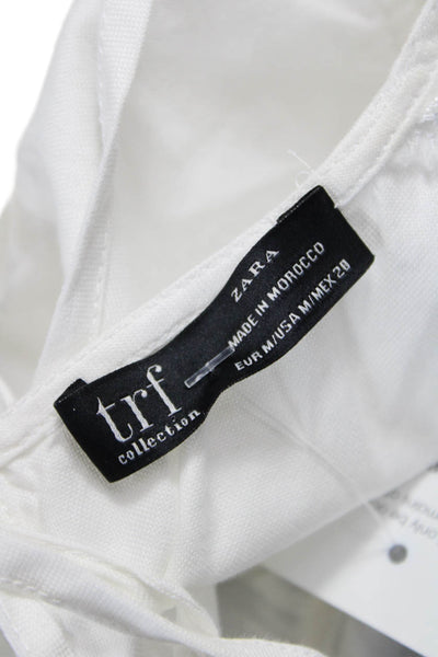 Trf Collection Zara Women Sleeveless V Neck Cotton Tie Blouse White Size M