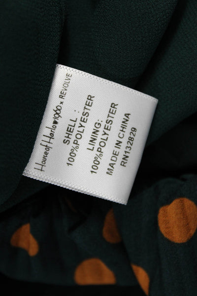 House of Harlow 1960 X Revolve Women Cropped Blouse Green Polka Dot Size M