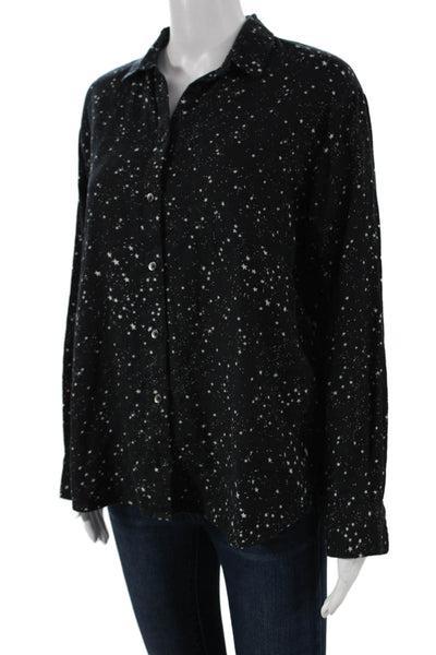 Madewell Womens Basic Button-Up Black Star Collared Long Sleeve Cotton Size S