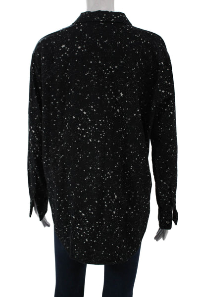 Madewell Womens Basic Button-Up Black Star Collared Long Sleeve Cotton Size S