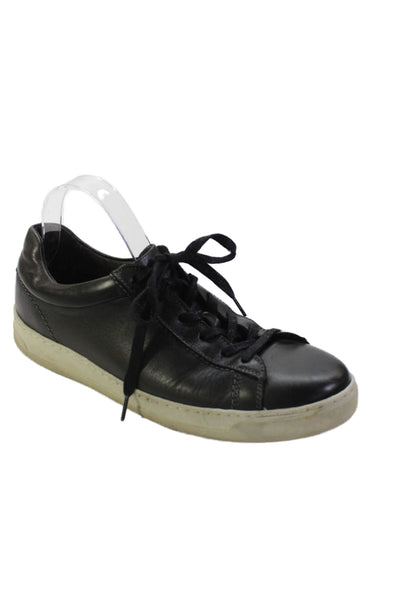 Bruno Magli Mens Leather Low Top Lace Up Sneakers Black Size 9.5 Medium