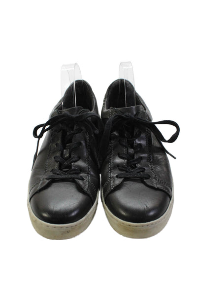 Bruno Magli Mens Leather Low Top Lace Up Sneakers Black Size 9.5 Medium