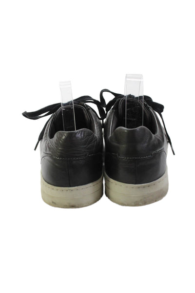 Bruno Magli Mens Leather Low Top Lace Up Sneakers Black Size 9.5 Medium