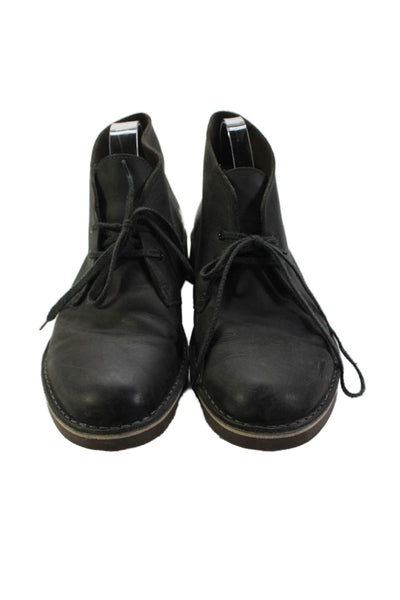 Clarks Mens Leather Lace Up Ankle Boots Black Size 8.5 Medium