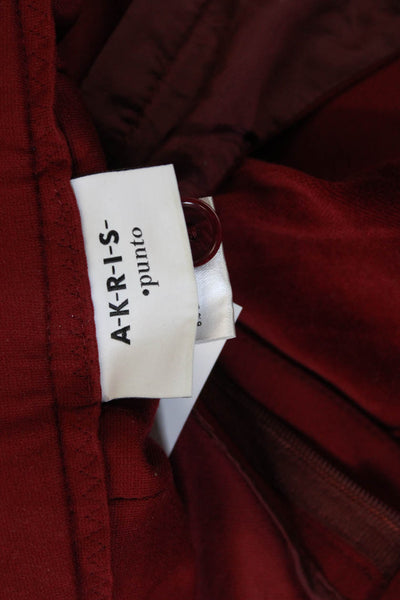 Akris Punto Women Dress Pants Red Cotton Button Inseam 27 Size 8