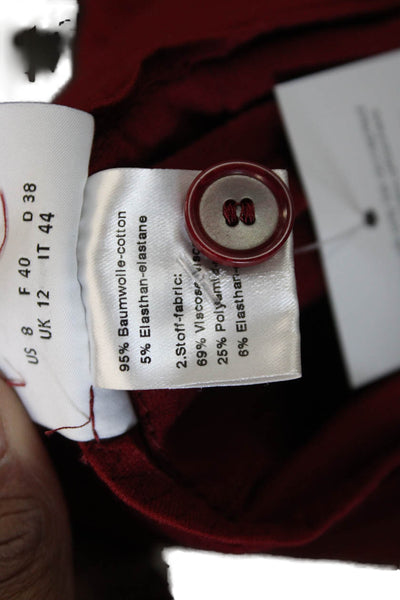 Akris Punto Women Dress Pants Red Cotton Button Inseam 27 Size 8