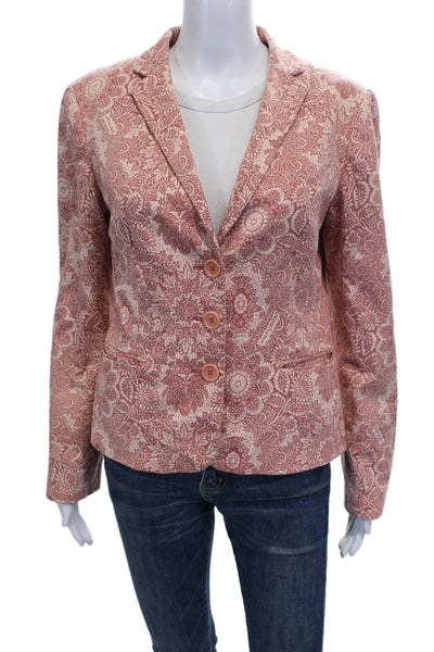 Moschino Jeans Womens Basic Jacket Red Paisley Long Sleeve Size 10