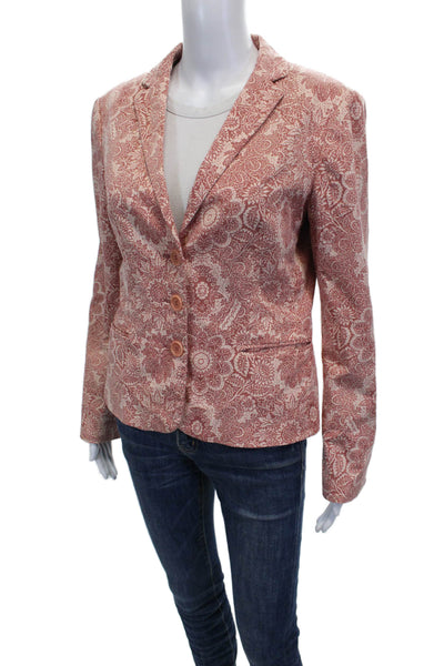 Moschino Jeans Womens Basic Jacket Red Paisley Long Sleeve Size 10