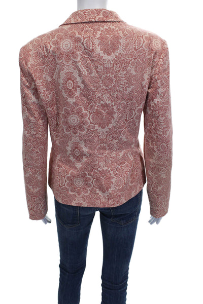 Moschino Jeans Womens Basic Jacket Red Paisley Long Sleeve Size 10