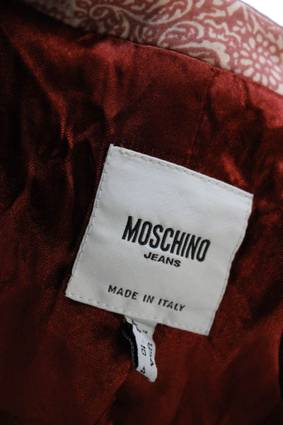 Moschino Jeans Womens Basic Jacket Red Paisley Long Sleeve Size 10