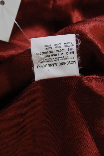 Moschino Jeans Womens Basic Jacket Red Paisley Long Sleeve Size 10