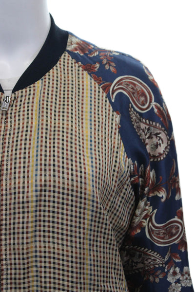 3.1 Phillip Lim Women Bomber Jacket Multicolor Checked Zip Long Sleeve Size 4